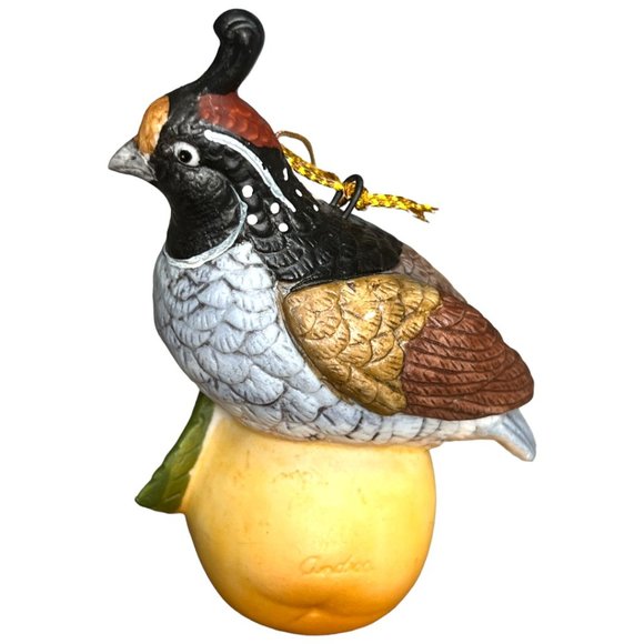 Two (2) Vtg 1991 Andrea by Sadek PARTRIDGE Porcelain Bisque Ornaments Japan 3" T - Picture 5 of 16